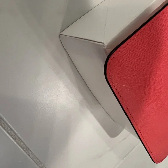 Michael Kors Women's Coral Pink Leather Zip Pouch Wristlet - Picture 3 of 7